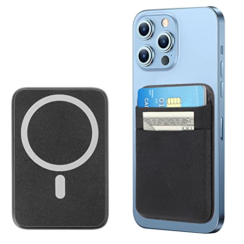 SHANSHUI Wallet Compatible for Magsafe, Magnetic Phone Wallet Card Holder for Back of Phone Compatible for iPhone 14/13/12 Mini/Plus/Pro/Pro Max & Magsafe case Black