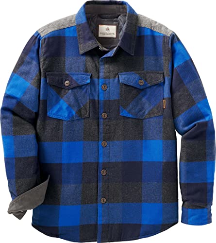 Legendary Whitetails Men's Standard Woodsman Heavyweight Quilted Shirt Jacket, Blue Graphite Plaid, Large