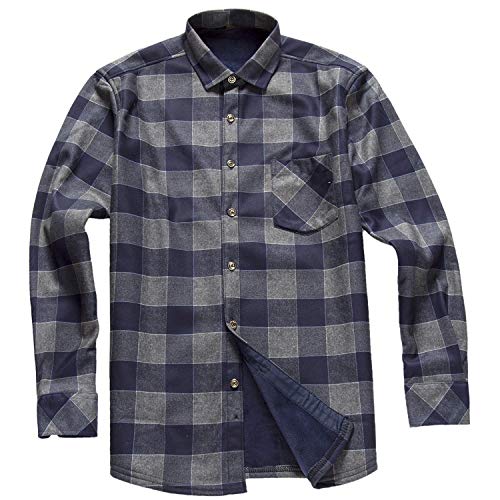 AOLIWEN Mens Long Sleeve Shirts- Thermal Work Padded Warm Shirts Quilted Lined Flannel Heavyweight Plaid Fleece ShirtC9076,L