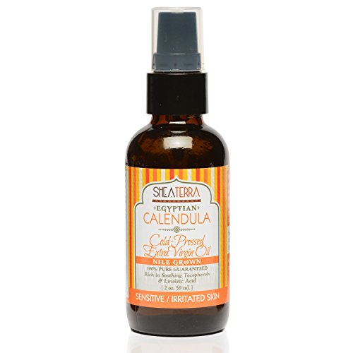 Shea Terra Egyptian Calendula Cold-Pressed Extra Virgin Oil | All Natural & Organic Oil Packed with Antiseptic and Anti-Inflammatory Properties to Soothe Irritated, Weathered & Sun-Burned Skin  2 oz