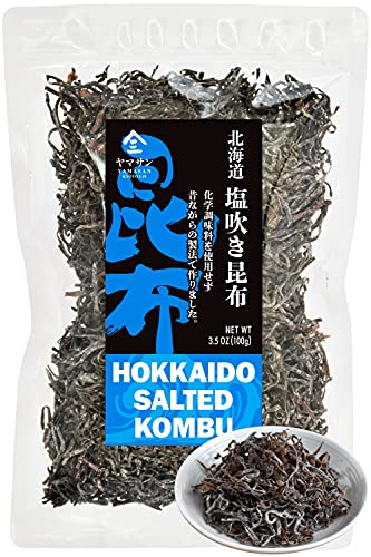 Kombu Salted -Hokkaido seaweed 100%, No Chemical Additive, Japanese traditional superfood "Shio Kombu"- 100G(3.5OZ)YAMASAN