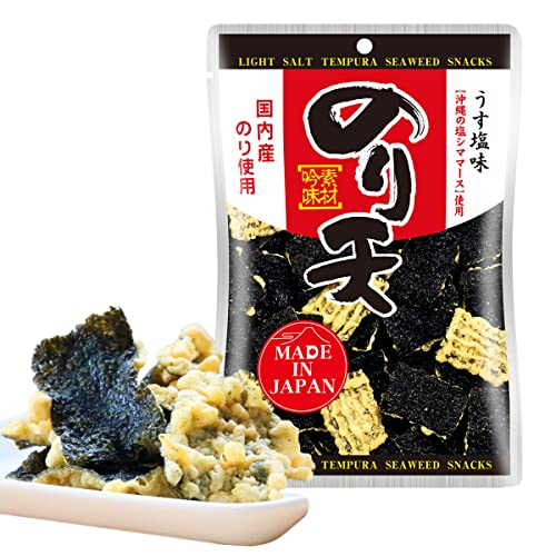 NORITEN Japanese Snacks Tempura Seaweed Snacks Made in Japan (Light Salt, 1.41OZ)