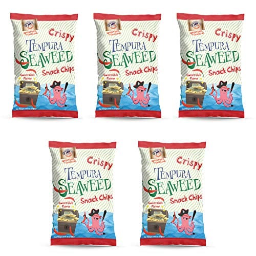 Swashbuckle Snacks Crispy Tempura Seaweed Snack Chips Sweet Chili Flavor 0.95oz (27g) - 5 pack, Made in Japan, Otsumami