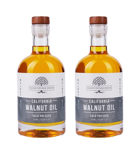 Fresh Vintage Farms, Walnut Oil (2 Pack), 100% Cold Pressed, California Grown, Great for Cooking, Baking, Grilling, Dipping, & Salads
