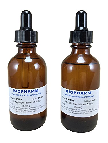 Phenolphthalein pH Indicator 1% Solution  2 Dropper Bottles (2 oz) Each containing 50 mL of Solution