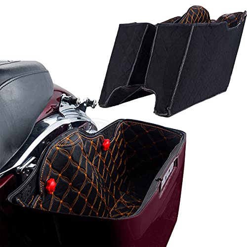 Advanblack Saddlebag Liners Carpet Insert Fits for 2014-2022 H-D Touring Road King Electra Road Street Glide Ultra Classic Hard Saddlebags (Orange, Avanblack 4.5" Stretched Saddlebags)