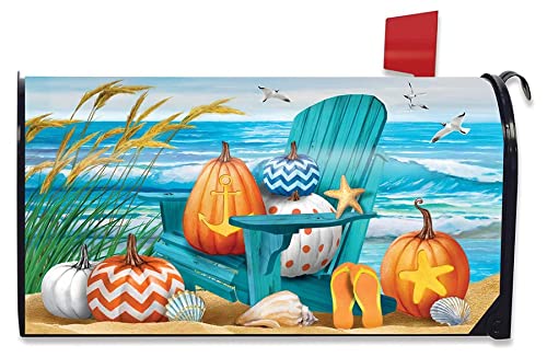 Briarwood Lane Fall at The Beach Magnetic Mailbox Cover Autumn Nautical Pumpkins Standard