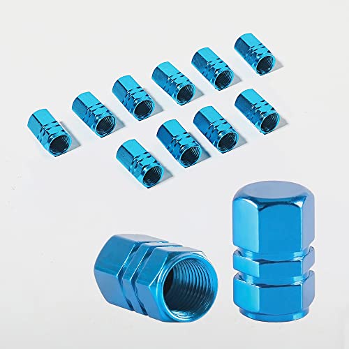 Banseko 12 Pack Car Tire Valve Stem Caps,Dustproof Airtight Seal Tire Valve Caps,Wheel Valve Covers Car Dustproof Tire Cap,Universal Fits for Cars, SUVs, Bike and Motorcycles (Blue)