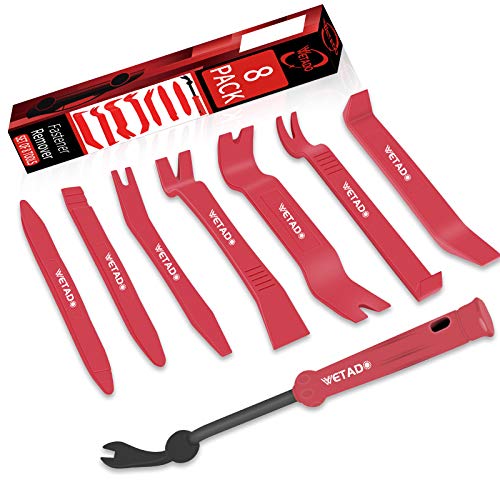 Wetado Trim Removal Tool, Car Upholstery Repair Kit, Car Door Audio Panel Trim Removal Set, Fastener Terminal Remover Tool Set Clips Pry Kit Auto Clip Pliers (8PCS Red)