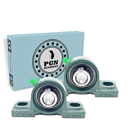 PGN UCP204-12 Pillow Block Bearing - Pack of 2 Mounted Pillow Block Bearings - Chrome Steel Bearings with 3/4" Bore - Self Alignment