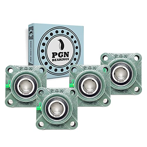 PGN UCF205-16 Pillow Block Bearing - Pack of 4 Square Flange Mounted Pillow Block Bearings - Chrome Steel Bearings with 1" Bore - Self Alignment