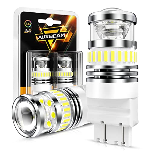 Auxbeam 3157 LED Bulbs White 2023 B1 Series Backup Reverse Lights 400% Brighter with Double Projectors 3156 3056 3057 3457 4157 LED Bulbs DRL Parking Lights 6500K White Super Bright