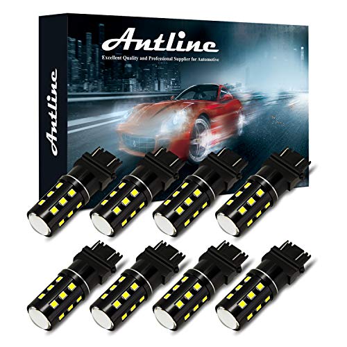 Antline 3157 3156 3057 3157A 4057 4157 LED Bulb White, Super Bright 1200 Lumens 24-SMD LED Replacement Lamp for Car Backup Reverse Brake Tail Turn Signal Daytime Running Parking Lights (Pack of 8)