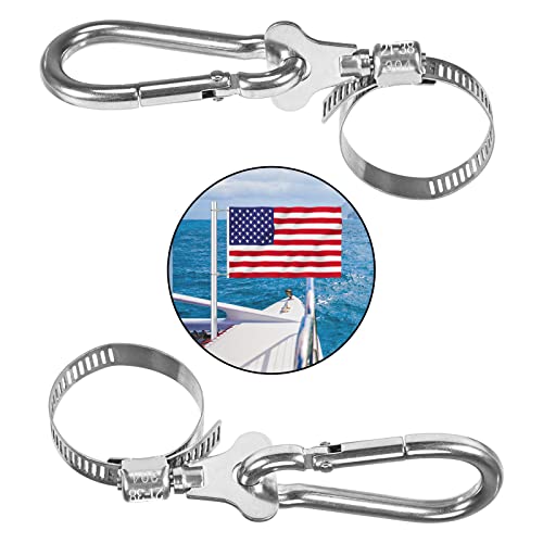 Vazioyar 2Pcs Flag Pole Ring,Stainless Steel Adjustable Flag Pole Rings Clamp Anti Winding Flag Mounting RingFor 0.8-1.5Inch Diameter Flag Pole