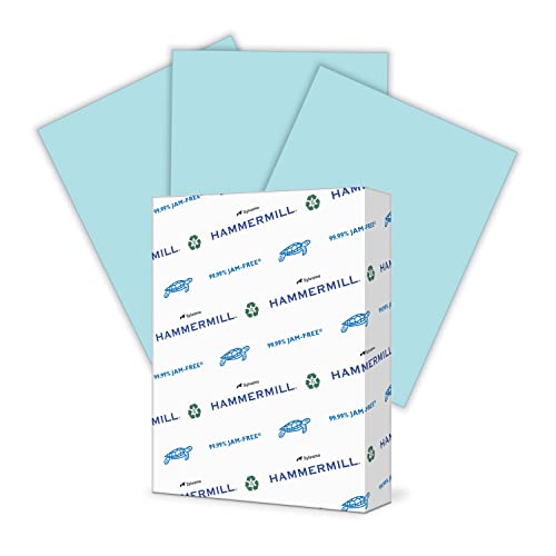 Hammermill Colored Paper, 24 lb Blue Printer Paper, 8.5 x 11-1 Ream (500 Sheets) - Made in the USA, Pastel Paper, 103671R