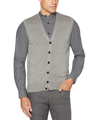 Perry Ellis mens Jersey Knit Sweater Vest, Smoke Heather/Dfg, Large US