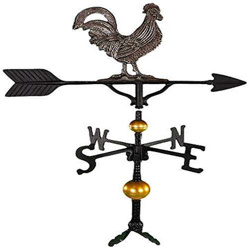 Montague Metal Products 32-Inch Deluxe Weathervane with Swedish Iron Rooster Ornament