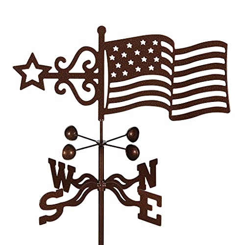 EZ Vane Steel USA Flag Weathervane 21 Height, Includes Metal Roof Mount, Wind Cups & Brackets | Hand-Crafted and Family-Owned, Made in The USA with Triple Powder Coating, Limited