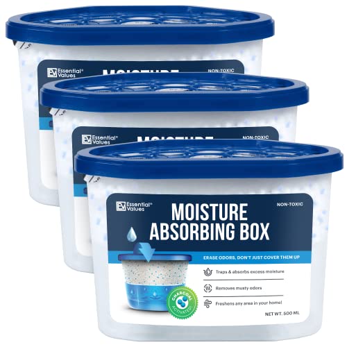 Moisture Absorbers 3 pack - Dessicant Humidity Packs with Activated Charcoal - 16oz Mini Dehumidifier for Boats Cars & RVs