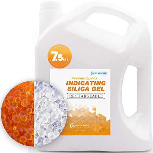 Wisesorb Indicating Silica Gel Beads (Orange to White), 7.5 LBS Reusable Dessicant Dehumidifiers Desiccant Moisture Absorbers