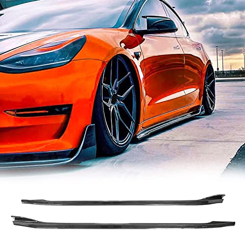 MCARCAR KIT Real Carbon Fiber Side Skirts Fits for Tesla Model 3 Sedan 2017-2022 Under Door Rocker Panels Valance Extension Lip Factory Outlet(Carbon Fiber Golss Black)