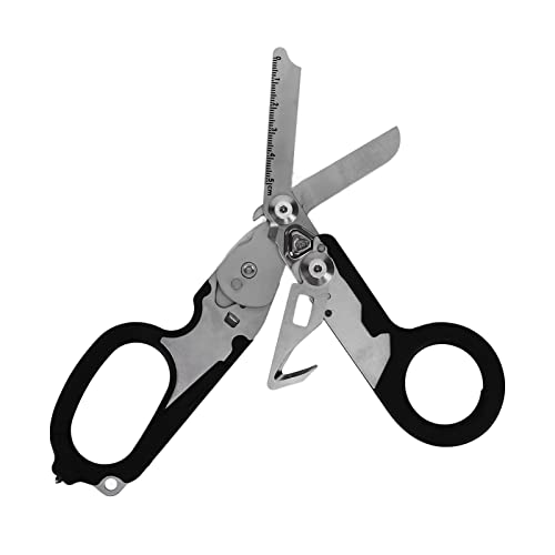 Fewb 6 in 1 Raptor Emergency Response Shears, Stainless Steel Foldable Trauma Shears with Glass Breaker, Trauma Shears Emergency Raptor Scissors Camping Multi Tool for Outdoor