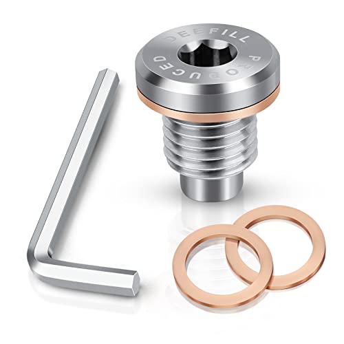 DEEFILL Magnetic Stainless Steel Crankcase Engine Oil Drain Plug with Copper Washer Fit for CR250 CR480, Polaris RZR Sportsman Ranger Scrambler, Kawasaki, Yamaha and More Select ATV,Bike, Motor Models