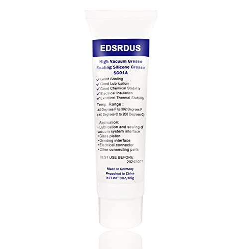 EDSRDUS SG01A High Vacuum Grease Special Thickened Formula Silicone Sealing Grease Dielectric Waterproof Vacuum Pump Glass Piston Marine Electrical Insulation O-Ring Lubricant 3OZ(85g) x1 Pack