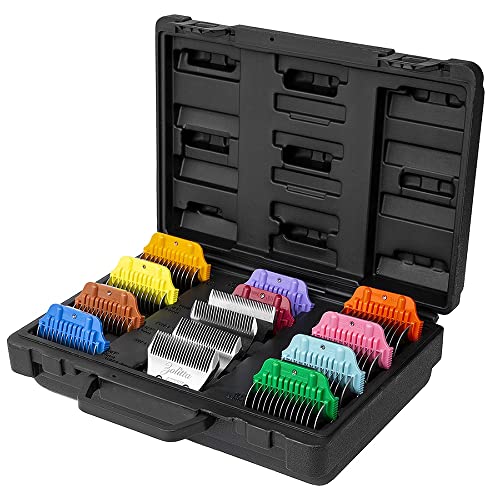 ZOLITTA Professional Dog Grooming Case with 4 Wide Blades and 10 Colored Combs, Grooming Set, Grooming Storage, Grooming Set for Groomers, Grooming Wide Blades, Grooming Wide Attachment Combs, for Entry to Professional Level Groomers