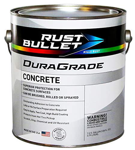 Rust Bullet - DuraGrade Concrete High-Performance Easy to Apply Concrete Coating in Vibrant Colors for Garage Floors, Basements, Porch, Patio and more - Gallon, Concrete Grey