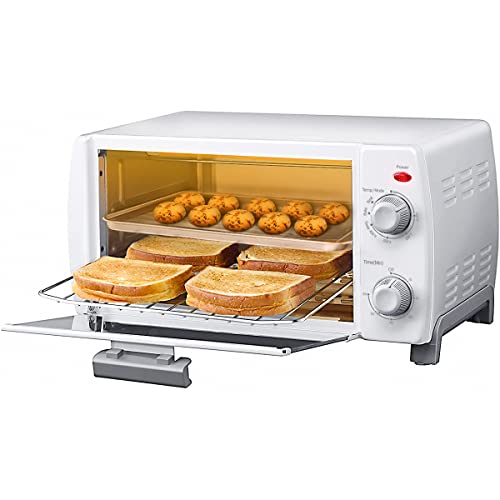 COMFEE' Toaster Oven Countertop, 4-Slice, Compact Size, Easy to Control with Timer-Bake-Broil-Toast Setting, 1000W, White (CFO-BB102)