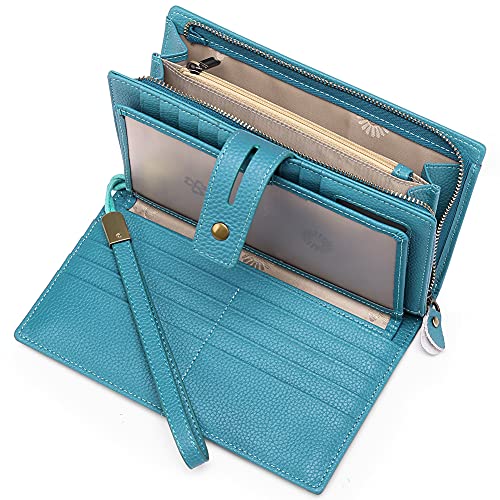 SENDEFN Women's Wallet Large Capacity RFID Blocking Leather Wallets Credit Cards Organizer with Checkbook Holder