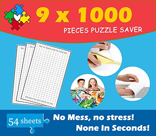 Preserve 9 X 1000 Piece Puzzle Glue Sheets Clear Saver Peel and Stick 54 Puzzle Saver Sheets Puzzle Frame Kit Puzzle Glue Clear No Stress and No Mess Adhesive Sheets Preserve Puzzle for Adult and Kids