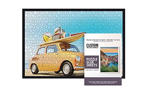 19.75x26.75 Puzzle Frame Kit with Glue Sheets | Black Mid Century Picture Frame | Real Wood with UV Resistant Acrylic Front | Made to Preserve and Display Puzzles Measuring 19.75x26.75 Inches