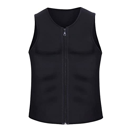 Flostmourne Gynecomastia Compression Zipper Vest, Sauna Suit for Men, Waist Trainer Sweat Vest Compression Shirts Men Tank Top (M)
