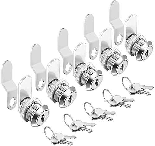 Cam Locks Cabinet Locks Keyed Alike, 5/8'' Cylinder Length Fits on 0.4 Max Panel Thickness, Secure File Drawer Mailbox RV Storage Tool Box Replacement Lock Set, Zinc Alloy(5/8 Inch 5Pcs)