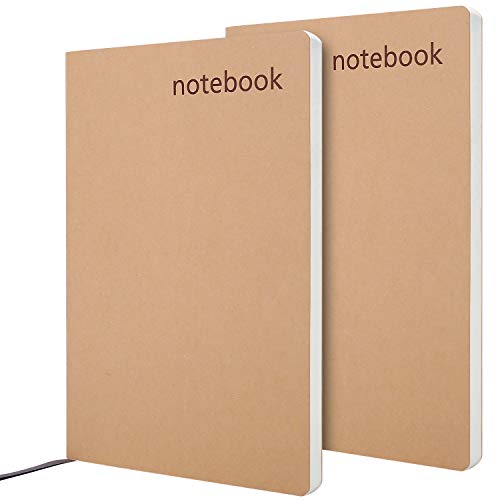 Notebooks College Ruled, Kraft Notebooks Journals for Writing, Soft Cover Notebook Journal for Women Men, Numbered Pages & Index, 5.5" x 8.1" for A5 Refillable Notebook Cover, Thick Paper, Lay Flat