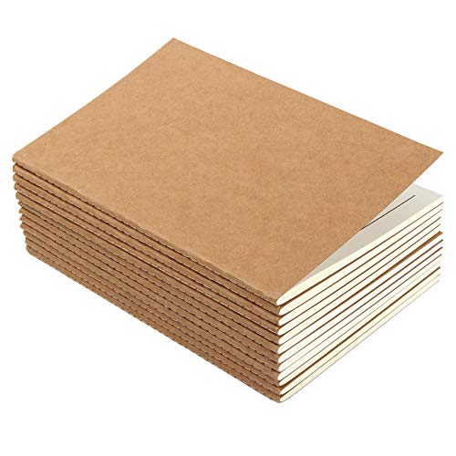 MoMaek 12 Pack Lined Notebook Kraft Brown Cover Journal Notebooks for Travelers, A5 Size, 80 Lined Pages/ 40 Sheets (Brown Cover) (Lines)