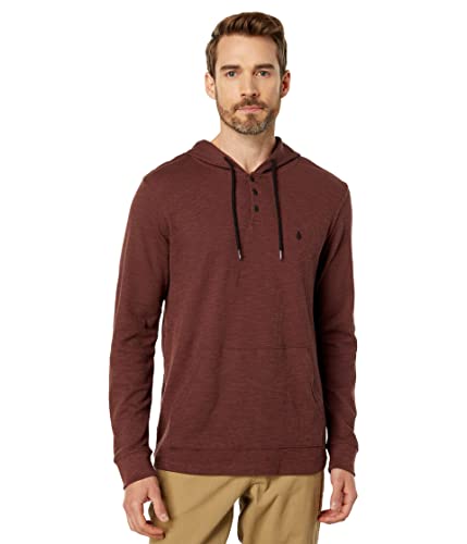 Volcom Men's Murphy Long Sleeve Hooded Thermal Shirt, Mahogany, Large