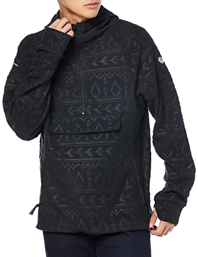 Volcom Men's V-Science 1/2 Zip Hooded Snowboard Fleece Sweatshirt, Black S3, Medium