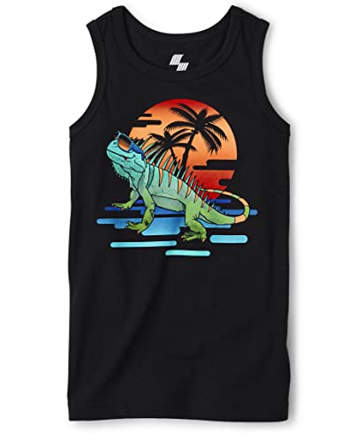 The Children's Place Boys' Sleeves Graphic Tank Tops, Lizard, Large