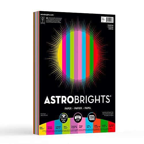 Neenah Astrobrights Bright Color Paper, Letter Size Paper, 24 Lb, FSC Certified, Assorted Mini Pack, Pack Of 200 Sheets