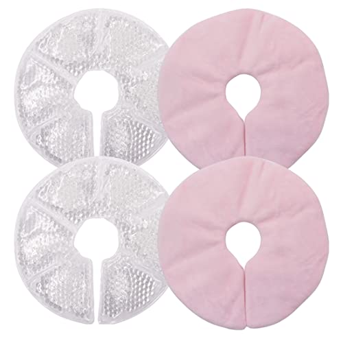 Breast Therapy Pads Breast Ice Pack, Hot Cold Breastfeeding Gel Pads, Boost Milk Let-Down with Gel Bead Pads, 2 Count, 2 Cover,Pink