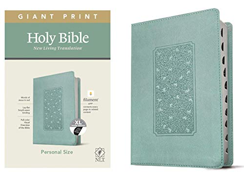 NLT Personal Size Giant Print Holy Bible (Red Letter, LeatherLike, Floral Frame Teal, Indexed): Includes Free Access to the Filament Bible App ... Notes, Devotionals, Worship Music, and Video