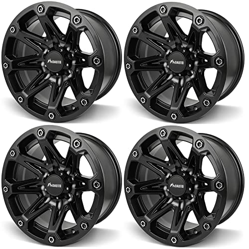 FINDAUTO 17 inch Wheel rim Compatible for JEEP WRANGLER,17x9(-6mm Offset),PCD:5-127,HUB:78.1,Matte Black Machined- 4pc