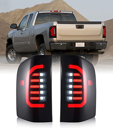 DOOD Tail lights for Chevy Silverado Tail lights 2007-2013, For 07-13 Silverado LED Smoked Tail lights Assembly Replacement Rear Lamp Light,Plug n Play