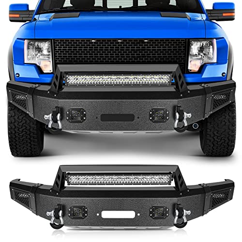 ECCPP Front Bumper With Winch Plate And LED Strip Light Replace For 2015-2017 for F-150