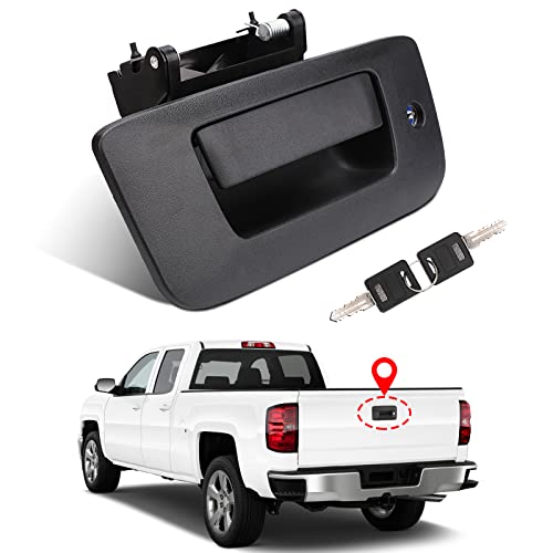 Tailgate Handle for Chevy Silverado 1500 2500 HD 3500 GMC Sierra 2008 2009 2010 2011 2012 2013 2014 Replacement Silverado Sierra Rear Locking Tailgate Latch Handle with Bezel Lock Replace # 22755305