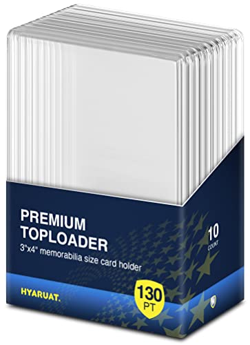 HYARUAT 130pt Top Loaders for Cards, 3x4 Real Thick Holder with Protective Film, Toploader Card Protectors Hard Plastic, 10-Count