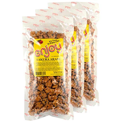 Enjoy Sakura Arare Rice Crackers - 3 Pack - Delicious, Crunchy, and Tasty - Perfect Grab and Go Snack - Great Addition To Popcorn or Trail Mix
